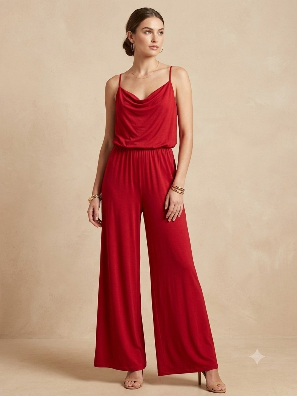 Rolla Coster Scarlet Cowl-Neck Wide-Leg Jumpsuit